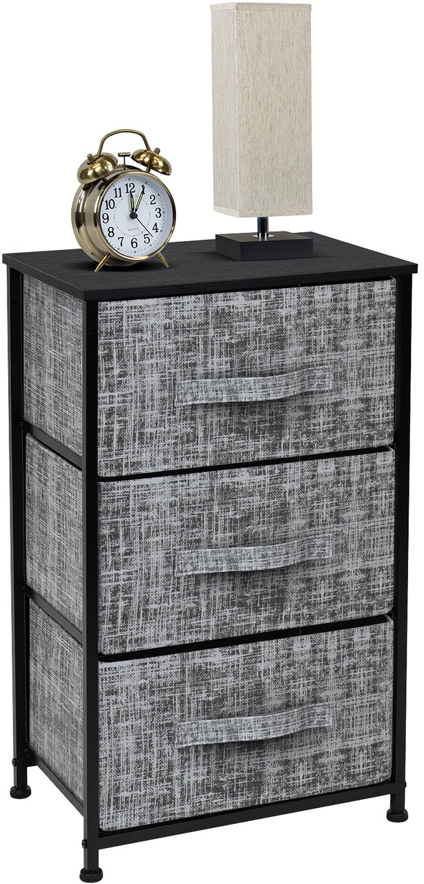 Sorbus Dresser with 3 Drawers - Bedside Furniture & Accent End Table Chest for Home, Bedroom Accessories, Office, College Dorm, Steel Frame, Wood Top, Fabric Drawers